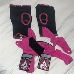 Black and Pink Inner Gloves for Women Muay Thai, Boxing